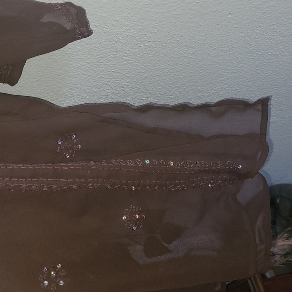 Betty B Brown Sequined Sheer Tunic - Picture 3 of 7